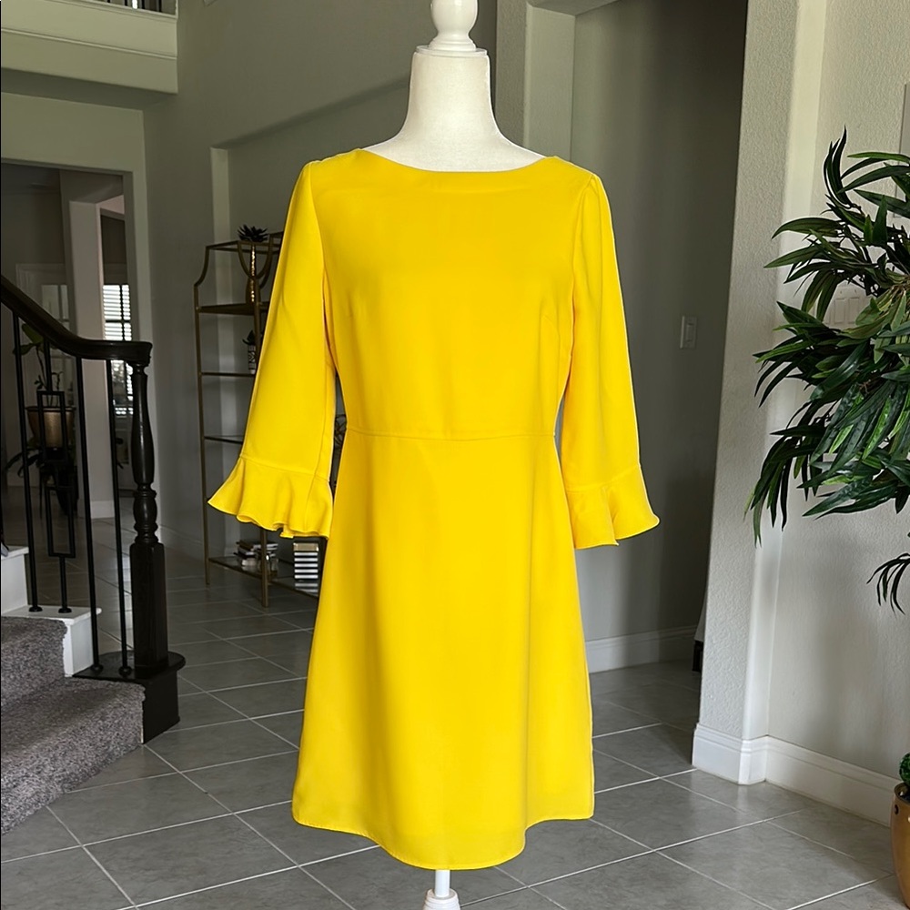 Banana Republic Yellow Sheath Dress with Bell Sleeves